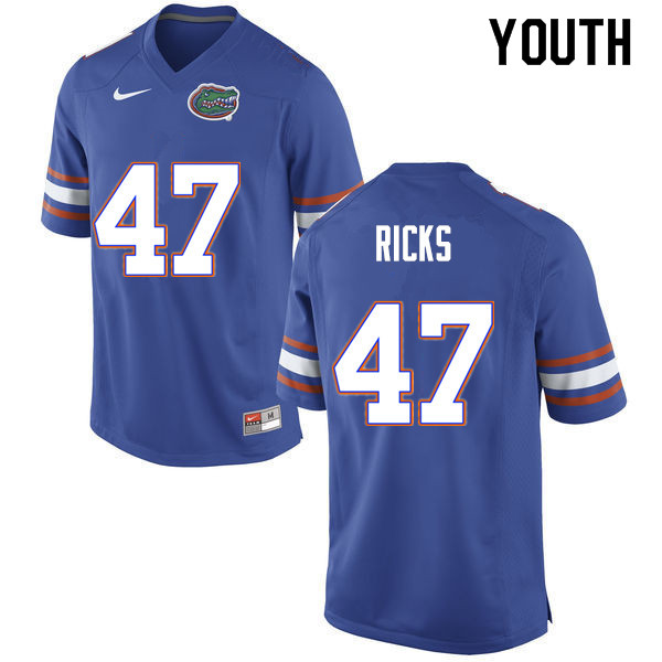 Youth #47 Isaac Ricks Florida Gators College Football Jerseys Sale-Blue